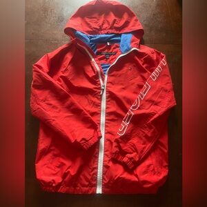 Tommy Hilfiger Water and Wind Resistant Red and Blue Hooded Jacket